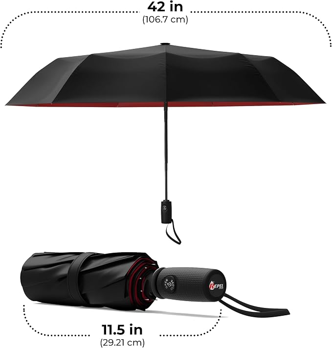 Repel Windproof Travel Umbrella - Compact & Withstands Winds up to 100MPH , Strongest Premium Auto Folding Umbrella for Rain and Sun - Durable, Light & Portable for Women & Men , Fits Backpack & Cars