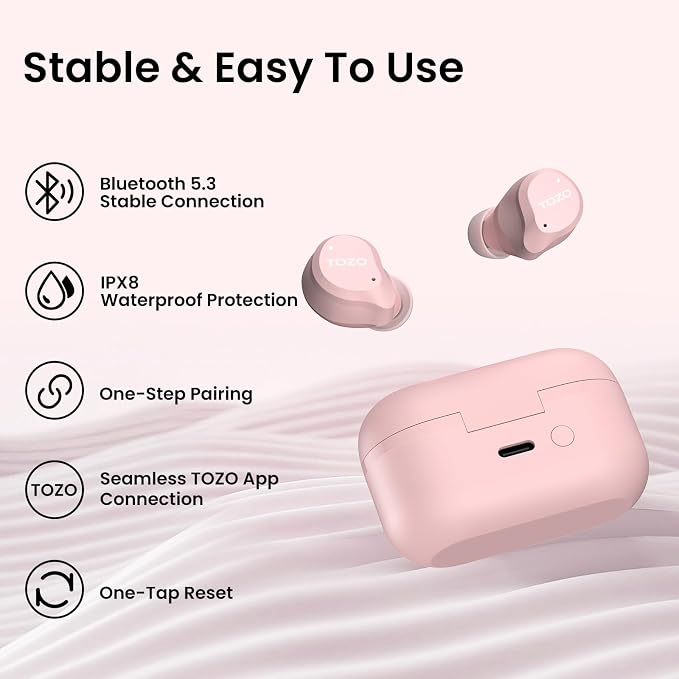 TOZO NC9 Hybrid Active Noise Cancelling Wireless Earbuds, 6 Mics ENC Clear Call, IPX8 Waterproof, in Ear Bluetooth 5.3 Headphones Stereo Bass Ear Buds 60H Playtime with LED Display 32 EQs via APP