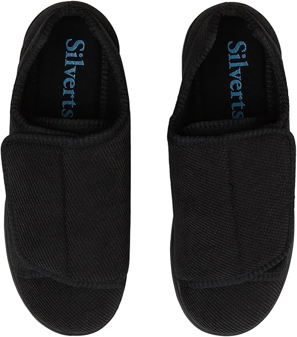 Silvert's Adaptive Clothing & Footwear Silverts Women's Extra Wide Adjustable Slippers Easy Closure Diabetic House Shoes Non Slip Comfort