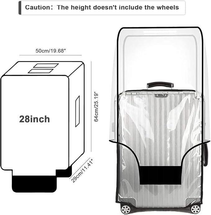 JZRSuitcase 28-inch Luggage Cover Protector Clear PVC Waterproof Suitcase Covers, Travel Luggage sleeves protective Tsa Approved