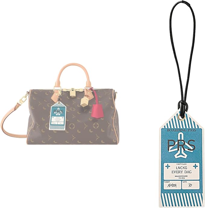 jiesinlov Microfibre Leather Tags for Speedy 25 30 35 Handbag,Luggage or Suitcase Tag (Boarding Pass-Blue)
