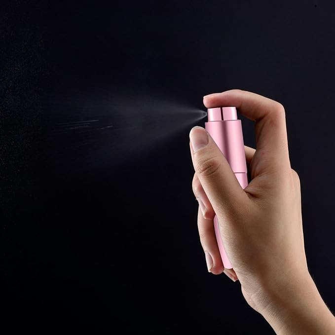2 PCS/8ml Portable Mini Perfume Atomizer bottles, Empty Refillable Spray Bottle with 3 Types of Refill Tools, Pocket Travel Perfume Sample Bottles(Matte Black&Pink)