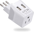 Ceptics Italy, Chile, Uruguay Travel Adapter Plug with Dual USB - USA Input - Type L - Ultra Compact - Perfect for Cell Phones, Laptop, Camera Chargers, iWatch, iPad, iPhone and More (CTU-12A)