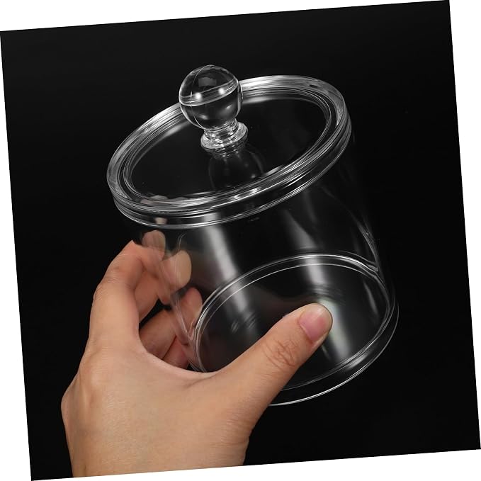 Unomor 3pcs Bathroom Jar Lid Cotton Swab Holder Organizer Cotton Pad Dispenser Storage Box