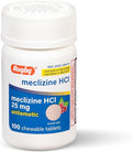 Rugby Meclizine Chewable Tablets 25mg - Anti-Nausea Medicine Helps with Motion Sickness - 100 Count (1 Pack)