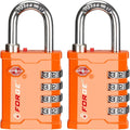 FORGE 4-Digit TSA Approved Travel Locks – TSA008 Key System, Key Duplication Impossible, Heavy-Duty Combination Padlock for Travel, Gym, Pelican Case. Orange 2 Locks.