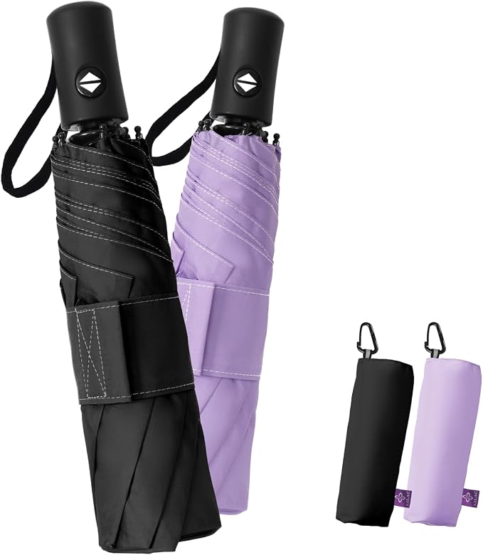 Compact Travel Windproof Umbrella, 43" Auto open/close Folding Quick Dry Umbrellas for Rain, Lightweight Portable Small for Backpack Car, Thoughtful Gift for Women Men Kids, TSA Approved