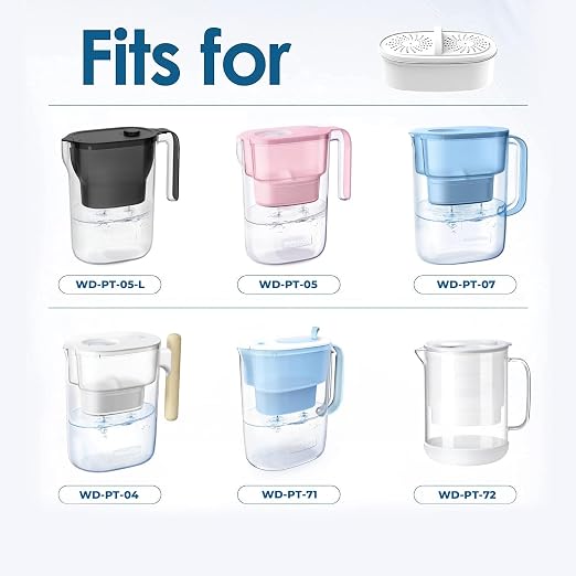 AQUA CREST PF-01A Water Filter Replacement for Waterdrop® Pitchers, Waterdrop® PF-01A Filter, Reduces Lead, PFAS, PFOA/PFOS, Chlorine, Last Up to 3 Months or 200 Gallons, 2 Pack