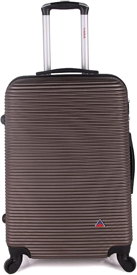 InUSA ROYAL Hardside Spinner Luggage with Ergonomic Handles | Spacious Travel Suitcase with Four Spinner Wheels and Studs | 24 Inch Medium Hardside Spinner Luggage | Brown