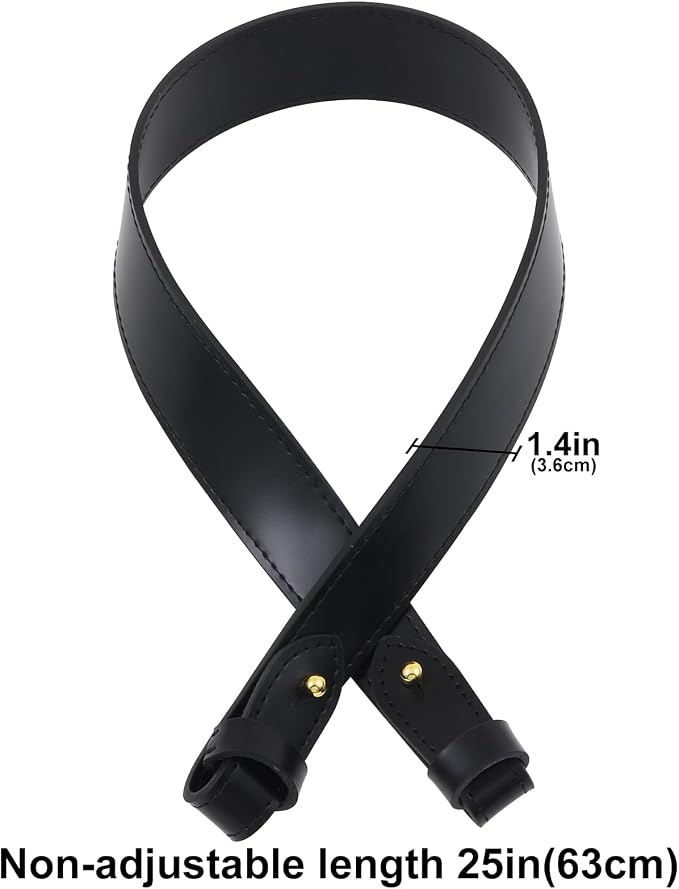 jiesinlov Vachetta Leather Replacement Straps Purse Shoulder Strap for Gracefull Bags (W1.4in,L25in-Black)