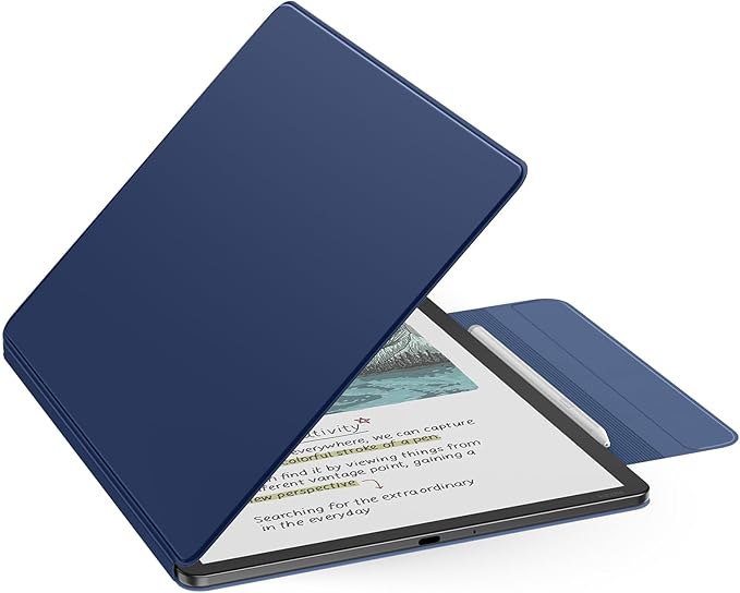MoKo Magnetic Case for All-New 11" Kindle Scribe 2025(3rd Generation) & Kindle Scribe Colorsoft 2025(1st Gen) - Slim Folio Premium PU Leather Cover with Pen Clasp & Auto Sleep Wake, Navy Blue