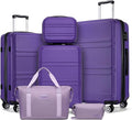 Kono Suitcase Set 3 Piece Luggage Set Expandable(only 28") Lightweight PC+ABS Carry On Hardside Luggage with TSA Lock Spinner Wheels (Purple, 6 piece set)
