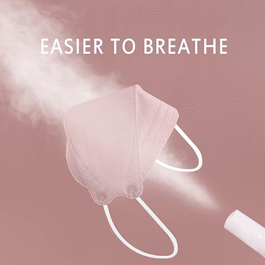 Borje KN95 Face Masks, 100 Pcs Disposable Face Masks, Pink Mask Against PM2.5 from Fire Smoke & Dust Filter Efficiency 95%