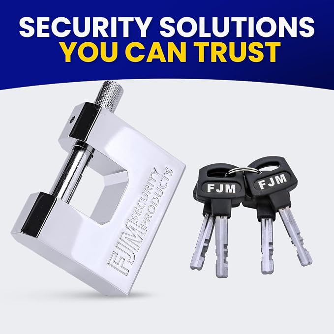 FJM Security Products SPSA60-KA Triple Chrome Plated D-Shaped Security Padlock, Weatherproof and Keyed Alike, 2-⅜ Inch