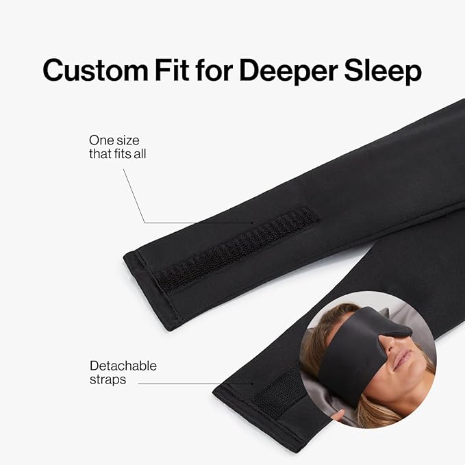 Dore & Rose Deep Sleep Mask for Women and Men - 23 Momme Mulberry Silk Eye Mask for Sleeping and Travel, 100% Blackout, Adjustable Strap, Cooling Soft Black Silk Eyemask Award-Winning Luxury