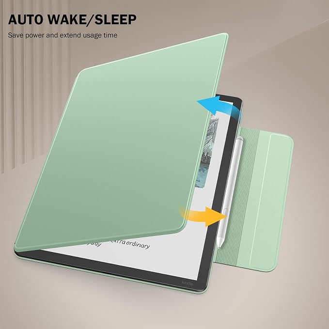 MoKo Magnetic Case for All-New 11" Kindle Scribe 2025(3rd Generation) & Kindle Scribe Colorsoft 2025(1st Generation) - Slim Folio Premium PU Leather Cover with Pen Clasp & Auto Sleep Wake, Green
