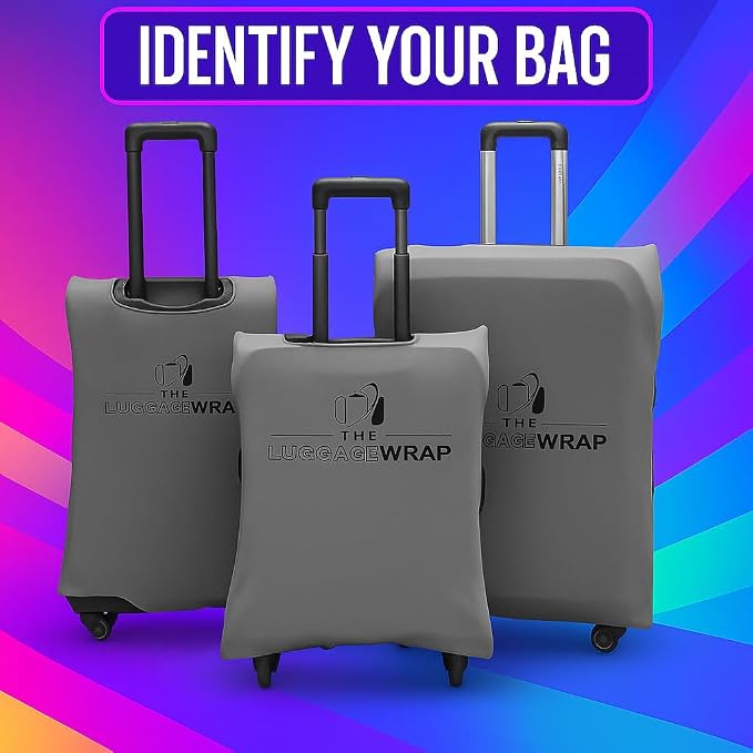 Medium Graceful Gray Water-Resistant Luggage Covers for Suitcase TSA Approved for 24"-26" - Durable Patented Design Suitcase Covers for Luggage, Fundas para Maletas, Travel Accessories