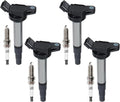 4PCS UF596 Ignition Coils & 4PCS 96339 Iridium Spark Plugs Ignition Coils Pack Fits for 2009 2011-2014 2016 Corolla, 2015 Prius, 2008 xD 1.8L 2.4L, Aftermarket Parts