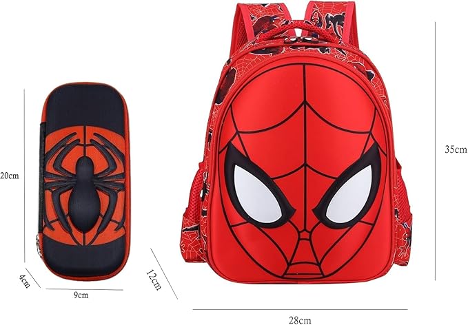 Cartoon Spider Schoolbag with Pencil Case - 3D, Waterproof, Large-Capacity for Primary School Boys (14in)