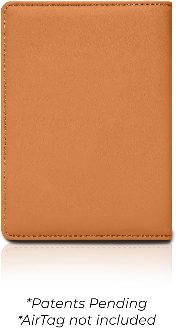 Kings Loot Passport Holder Wallet – RFID Blocking Leather Travel Wallet with Built-in Airtag Holder – Holds 1-6 Cards & Passport – Easy Pull Tab – Slim & Stylish Wallets (Honeywood)