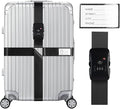 Veki Cross Luggage Straps Set TSA Approved with Lock Adjustable Travel Suitcase Belts Suitcase Tags with Name ID Card Packing Straps for Suitcases Strap Travel Accessories (Black, 1pcs)