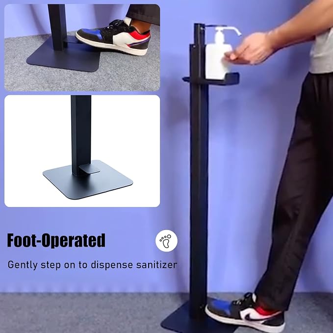 LXLZYXSF Restroom Portable Soap Dispenser Floor Stand Hand Sanitizer Dispenser Holder Foot Pedal Operated, with Adjustable Height Tray, School Malls Restaurant