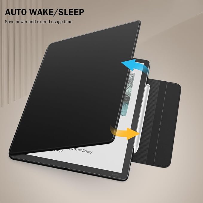 MoKo Magnetic Case for All-New 11" Kindle Scribe 2025(3rd Generation) & Kindle Scribe Colorsoft 2025(1st Generation) - Slim Folio Premium PU Leather Cover with Pen Clasp & Auto Sleep Wake, Black