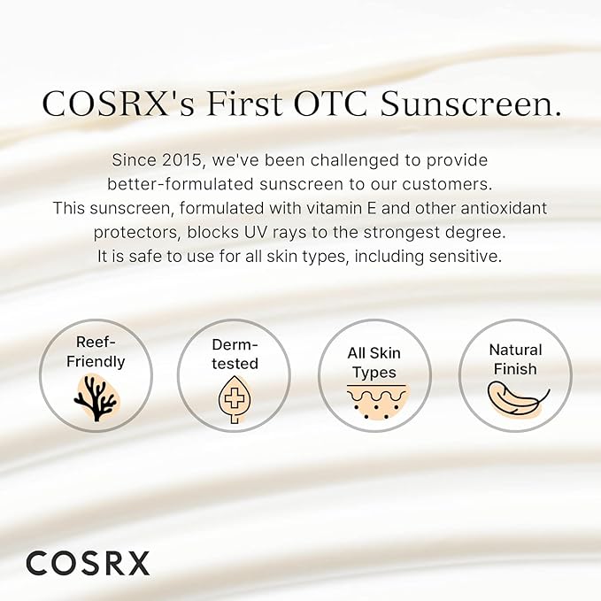 COSRX Vitamin E Vitalizing Sunscreen,SPF 50 Face Sunscreen, Lightweight, Non-Sticky, No White Cast, Hydrating, Beach Essentials, Travel Essentials, Korean Skincare, Mothers Day Gift for Mom1.69 fl oz