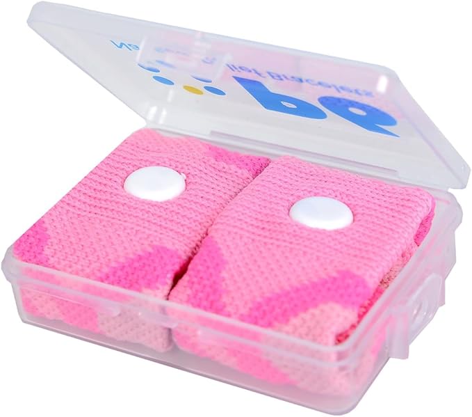 P6 Motion Sickness Bands for Kids Children’s Wristbands for Anti Nausea Sea Cruise Travel Car Sickness All-Natural Non Drowsy Relief (1 Pack, Pink)