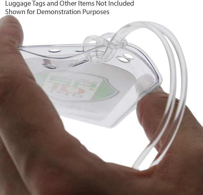 25 Pack - 6 Inch Premium Clear Plastic Luggage Tag Holders - Strong, Flexible Elastic Worm Loops for Bag Tags, Backpacks and Suitcases - Plastic Strap Loops by Specialist ID