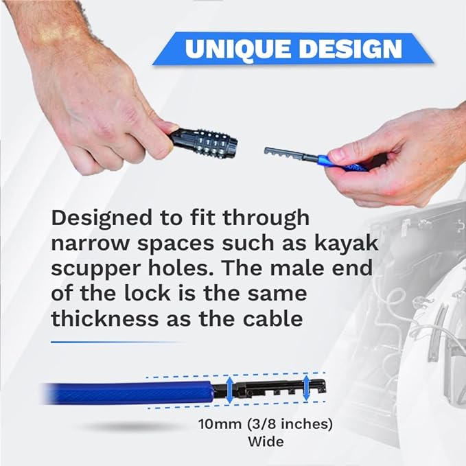 DocksLocks Weatherproof Straight Security Cable Lock (5ft to 25ft Lengths) with Resettable Combination, Anti-Theft Protection for Kayak, Bike, Paddleboard, Scooter, Equipment, Bicycles and More 5ft