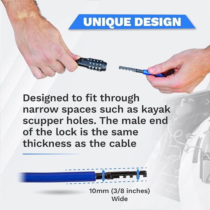 DocksLocks Weatherproof Coiled Security Cable Lock (5ft to 25ft Lengths) with Resettable Combination, Anti-Theft Protection for Kayaks, Bikes, Paddleboards, Scooter, Equipment, Bicycles and More 10ft