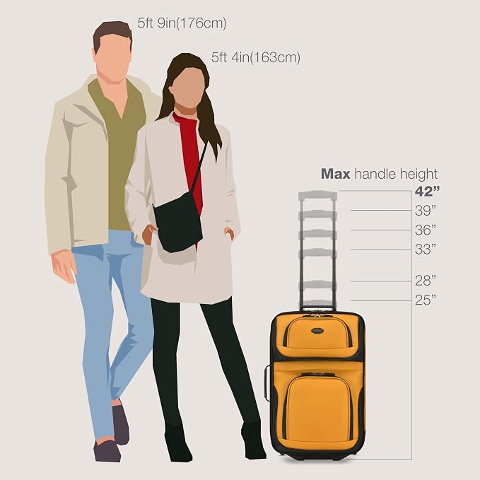 U.S. Traveler Rio Lightweight Softside Rolling Carry-on Suitcase, 2-Wheel Single, Orange