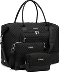Weekender Bags for Women, Travel Duffle Bag Carry On Overnight Bag with Cosmetics Bag and Crossbody Purse for Gym Hospital, Gifts for Women, Black