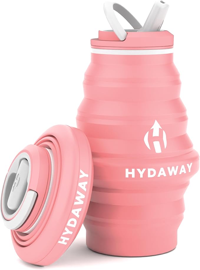 HYDAWAY Hydration Travel Pack - 17oz Collapsible Water Bottle with Flip-Top Lid and Protective Travel Case - BPA-Free, Leak-Resistant, and TSA-Friendly for Commuting, Hiking, and Traveling