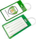Bulk 25 Pack - Backpack ID Luggage Tags for Student Identification Cards - School Name Badge Holder for Backpacks - Business Card Size - Sturdy Plastic Suitcase Tag with Clear Window (Green)