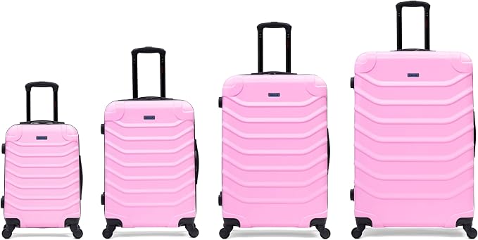 InUSA ENDURANCE Luggage with Spinner Wheels | Durable Lightweight Hardshell Suitcase, Travel Sets with Handle and Trolley | (20in, 24in, 28in, 32in) 4 Pieces Luggage Set | Pink