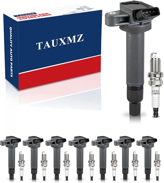 Ignition Coil UF230& Spark Plug 4504 for Toyota 4Runner Tundra Sequoia LandCruiser/for Lexus GS430 GX470 LS430 LX470 LX570 SC430 4.3L 4.7L V8 Replaces#C1173 UF493 5C1196