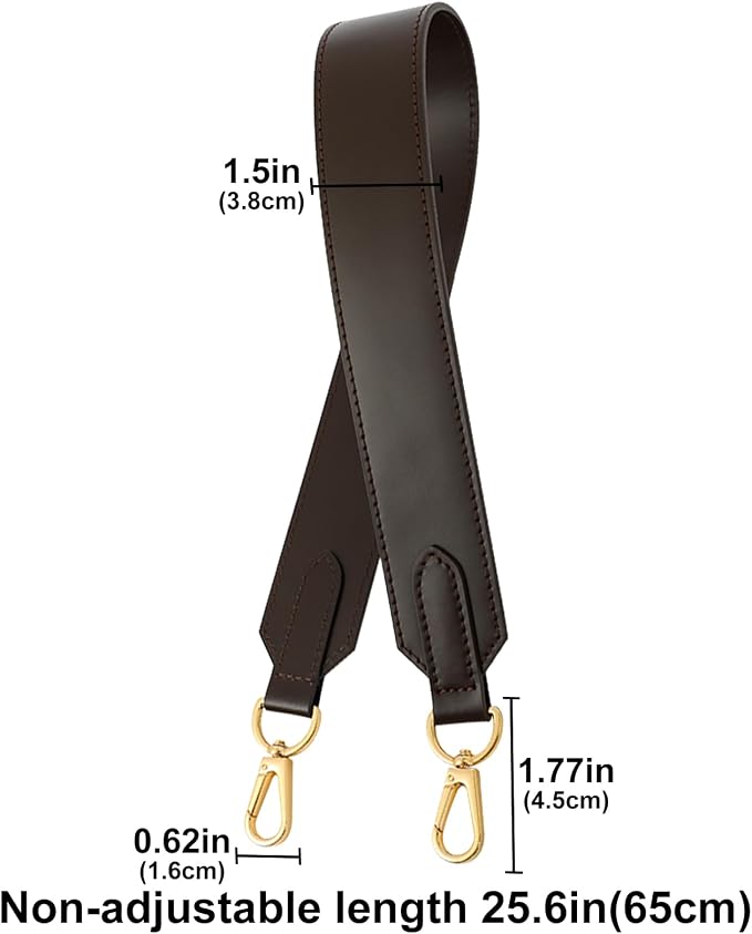jiesinlov Vachetta Leather Straps Replacement Bag Shoulder Strap for Neverful Tote Handbag(W1.5in,L25.6in-Coffee)