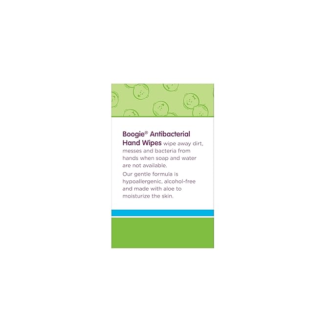 Boogie Antibacterial Hand Wipes - 30 Count - Hypoallergenic & Alcohol-Free - Individually Wrapped - Travel and Diaper Bag Essential