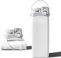 Collapsible Silicone Water Bottle || 600 ML Folding Water Bottle With Straw And Hook || Portable Water Bottle For Hiking, Camping, Sports, Road Trips, Outdoor (Pack Of 1) (Water Bottle)