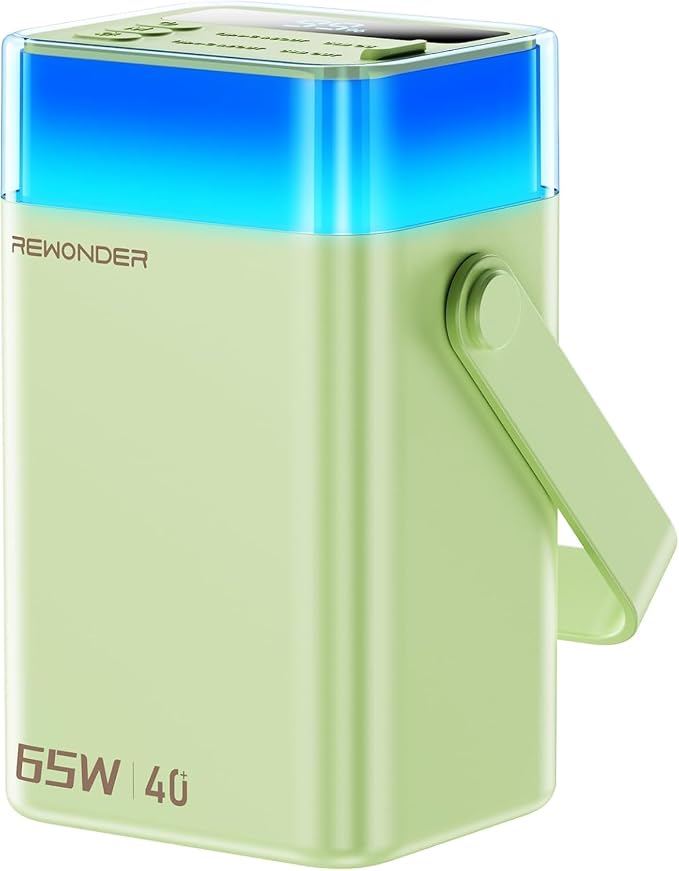65W Power Bank 40000mAh - Laptop Portable Charger Fast Charging External Battery Pack - High Capacity Power Supply with LED Light for Trip Camping & Home Compatible with MacBook iPhone - Green