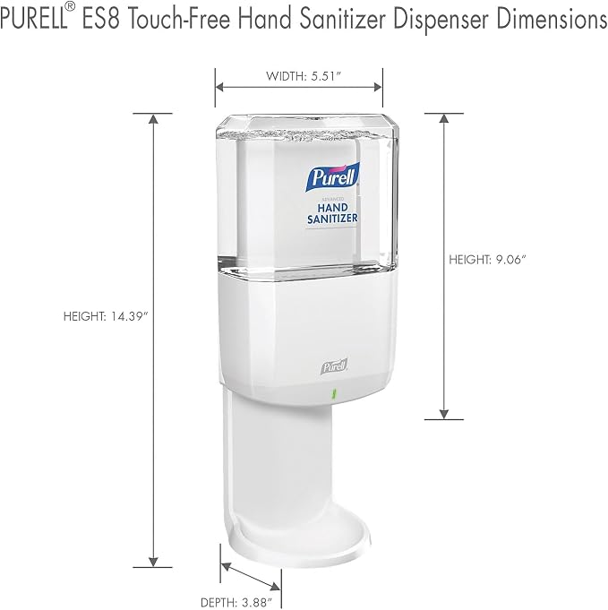 PURELL ES8 Automatic Hand Sanitizer Dispenser with Energy-on-the-Refill, White, for 1200 mL PURELL ES8 Hand Sanitizer Refills (Pack of 1) - 7720-01