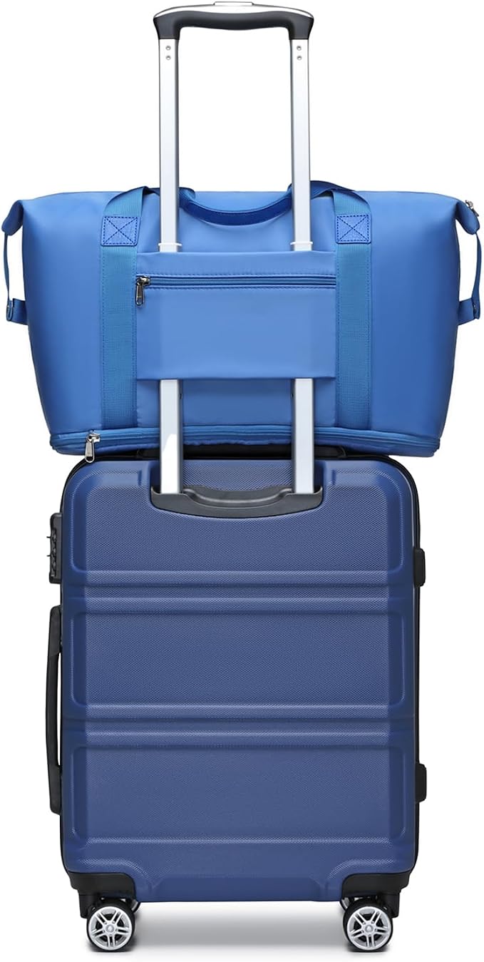 Kono Luggage Set 4 Piece Carry On Lightweight PC+ABS Hardside Luggage with TSA Lock Spinner Wheels Carry On Suitcase Navy