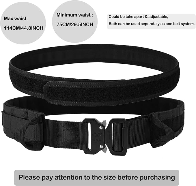 YAKEDA Tactical Battle Belts for Men- Quick Release Trigger Airsoft Belt Heavy Duty Belts with Pouches 7 PCS