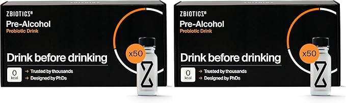 ZBiotics — Feel Better After Drinking, Wake Up Refreshed, Science-Backed, Patented Probiotic for Easier Mornings, Travel-Friendly, 100-Pack of 0.47 Fl Oz Bottles (50 Pack)