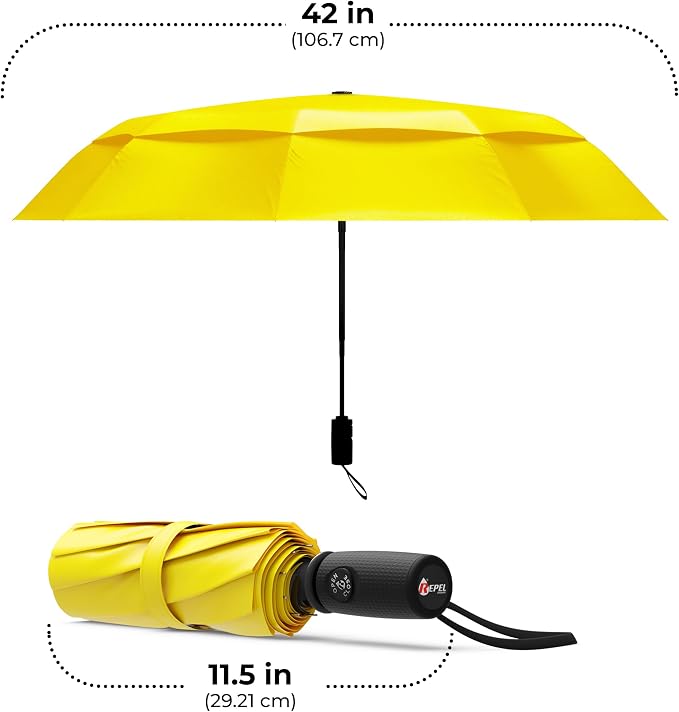 Repel Windproof Travel Umbrella - Compact & Withstands Winds up to 100MPH , Strongest Premium Auto Folding Umbrella for Rain and Sun - Durable, Light & Portable for Women & Men , Fits Backpack & Cars