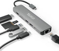 Plugable 7-in-1 USB C Hub Driverless Multiport Adapter with Ethernet, Single 4K60Hz HDMI, 100W Pass-Through Charging, 2X USB 3.0, SD/microSD, for USB-C, USB4, Thunderbolt, Mac, Windows, Chromebook