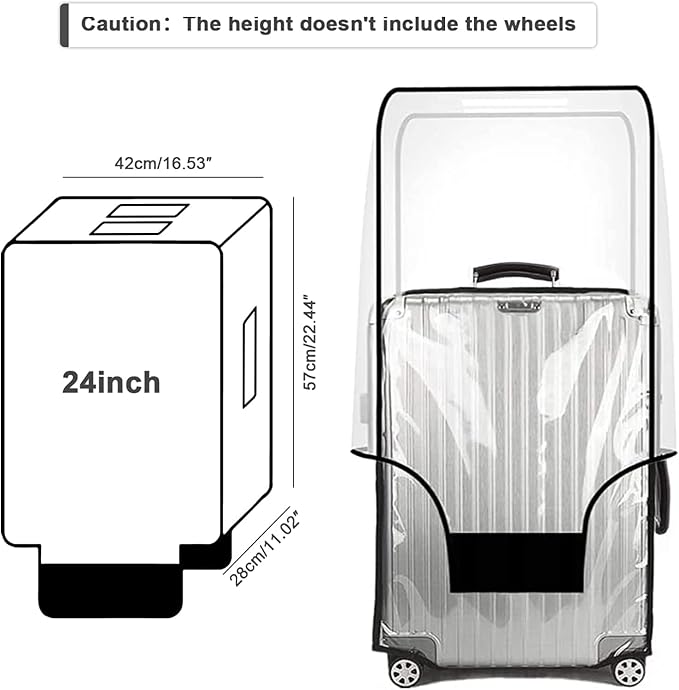 24 Inch Clear Suitcase Cover for Luggage TSA Approved Heavy Duty Waterproof PVC Protector Prevents Scratches Damage for Wheeled Travel Luggage