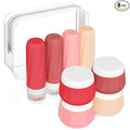 Mrsdry Travel Size Toiletries 8 Pack, TSA Approved 3oz Silicone Squeeze Bottles & Cream Jars with Clear Travel Bag
